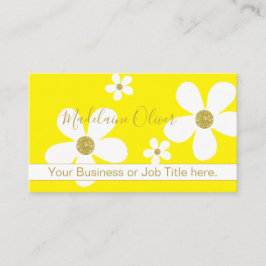 Tarjeta De Visita Floral Amarillo Grande Blanco Daisy Gold Profesion