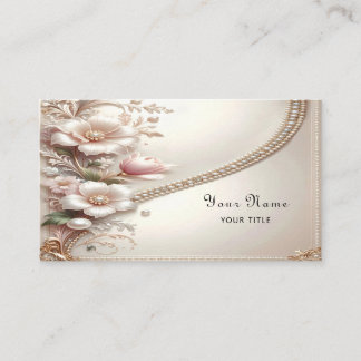 Tarjeta De Visita Floral and Pearl Embellishments Business Card