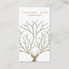 Tarjeta De Visita Floral antlers deer head woods god illustration
