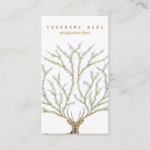 Tarjeta De Visita Floral antlers deer head woods god illustration