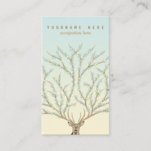Tarjeta De Visita Floral antlers deer head woods god illustration