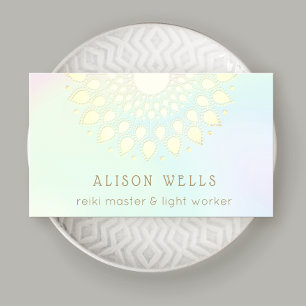 Tarjeta De Visita Floral arcoiris Lotus Mandala Energy Healer