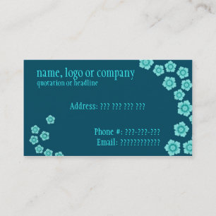 Tarjeta de visita floral azul
