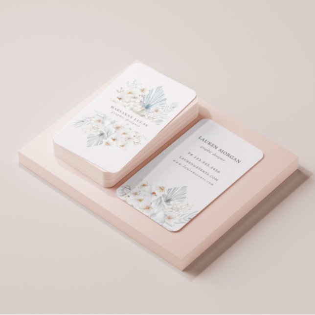 Tarjeta de visita floral azul bohemia (Subido por el creador)