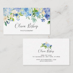 Tarjeta de visita floral azul de los Hydrangeas el