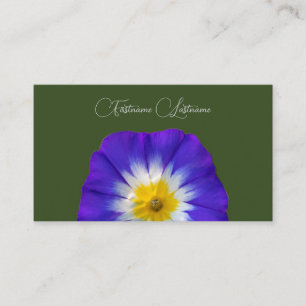 Tarjeta De Visita Floral azul floral flor calligrafía verde oscuro