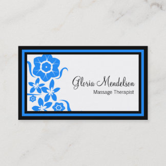 Tarjeta de visita floral azul intrépida de la