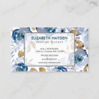 Tarjeta De Visita Floral azul vintage