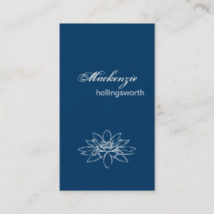 Tarjeta de visita floral azul y blanca