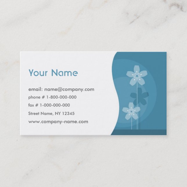 Tarjeta De Visita Floral - azules (Anverso)