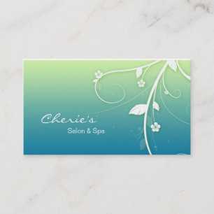 Tarjeta de visita floral azulverde de los