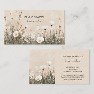Tarjeta De Visita Floral Beige