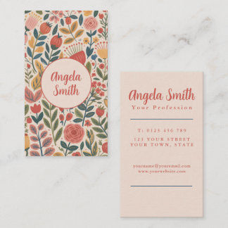 Tarjeta De Visita Floral Beige Moderno