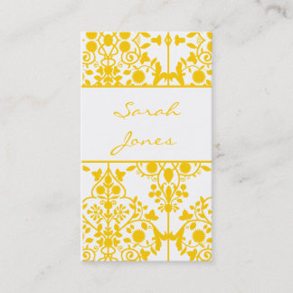 Tarjeta de visita floral blanca amarilla del