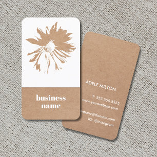 Tarjeta De Visita Floral blanca Kraft elegante impresa