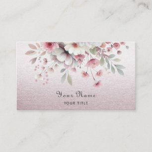 Tarjeta de visita floral blanca rosada moderna
