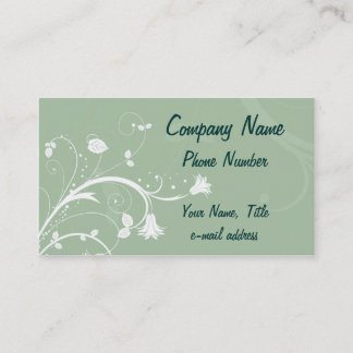 Tarjeta De Visita Floral blanca vintage sobre verde