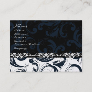 Tarjeta De Visita Floral blanca y negra -