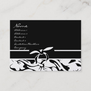 Tarjeta De Visita Floral blanca y negra