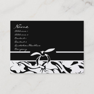Tarjeta De Visita Floral blanca y negra