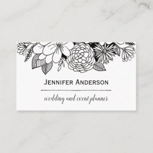 Tarjeta De Visita Floral blanco negro