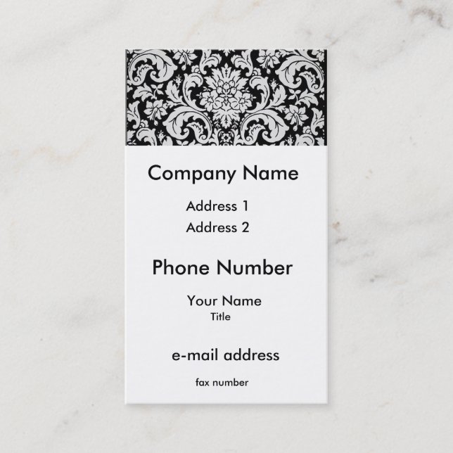 Tarjeta De Visita Floral blanco y negro (Anverso)