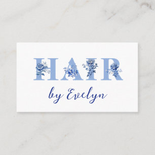 Tarjeta de visita Floral Blue Letters Hair