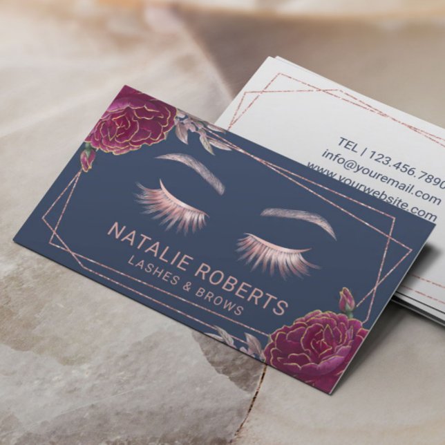 Tarjeta De Visita Floral Blue Luxury Floral Salon (Subido por el creador)