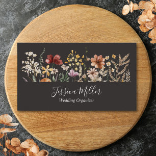 Tarjeta De Visita Floral Bonita Flor Silvestre Acuarela Personalizad