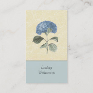 Tarjeta De Visita Floral botánico del Hydrangea azul del vintage