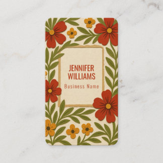 Tarjeta De Visita Floral Botánico Hecho a Mano Vintage
