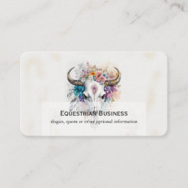 Tarjeta De Visita Floral Bull Skull Watercolor Art