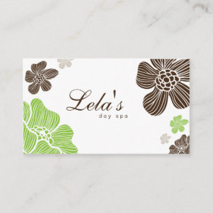 Tarjeta De Visita Floral Business Card Salon Spa Lime Brown Tropical