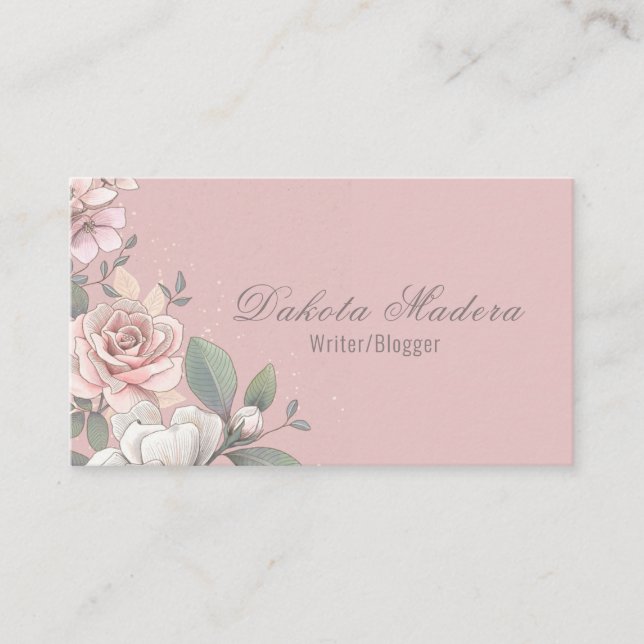 Tarjeta De Visita Floral clásica rosa y marfil Rosa (Anverso)