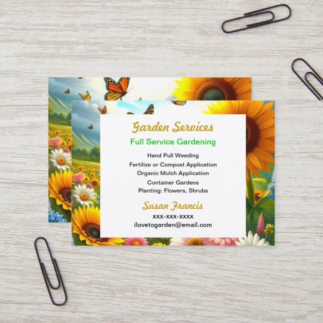 Tarjeta De Visita Floral Colorido  (Anverso/Reverso In Situ)