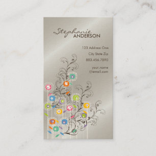 Tarjeta De Visita Floral colorido caprichoso del jardín de flores