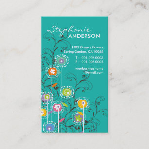 Tarjeta De Visita Floral colorido caprichoso del jardín de flores