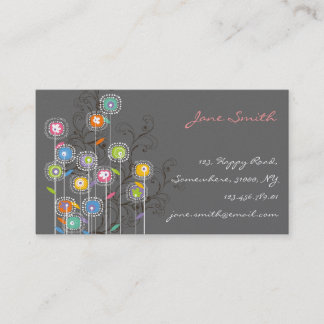 Tarjeta De Visita Floral colorido caprichoso del jardín de flores