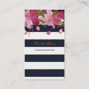 Tarjeta De Visita Floral con brillo de oro falso moderno elegante ch