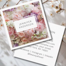 Tarjeta de visita floral cuadrada moderna