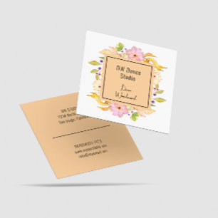 Tarjeta de visita floral cuadrada Naranja moderna