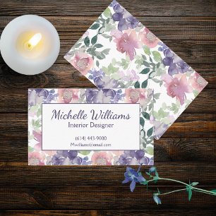 Tarjeta De Visita Floral de acuarela de doble cara