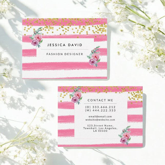 Tarjeta De Visita Floral de artista de maquillaje blanco rosado (Subido por el creador)