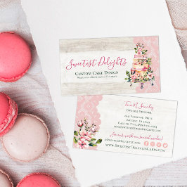 Tarjeta De Visita Floral de Boda de flores de madera rústica pastele