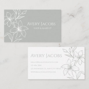 Tarjeta De Visita Floral de boho verde salvaje único moderno