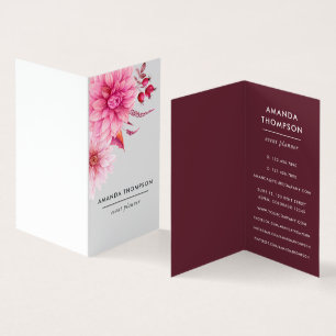 Tarjeta De Visita Floral de color de agua de Borgoña y Rubor