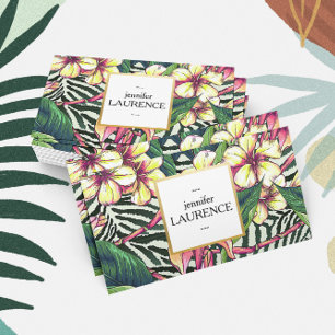 Tarjeta De Visita Floral de colores vivos en el plumeria audaz de Ha