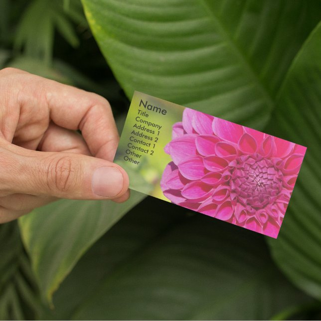 Tarjeta De Visita Floral de Dahlia rosa brillante (In Situ)