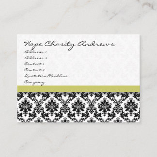 Tarjeta De Visita Floral de damasco blanco y negro con cinta roja