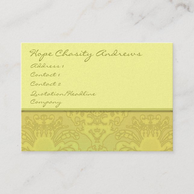 Tarjeta De Visita Floral de Damasco de cal y oro - (Anverso)